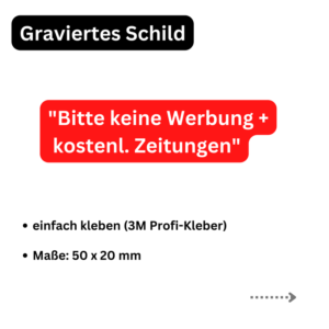 Bitte keine Werbung Schild für Briefkasten