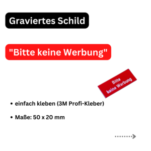 Bitte keine Werbung Schild für Briefkasten